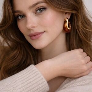 Girly 18K Gold Dipped Tortoise Shell Hoop Earrings